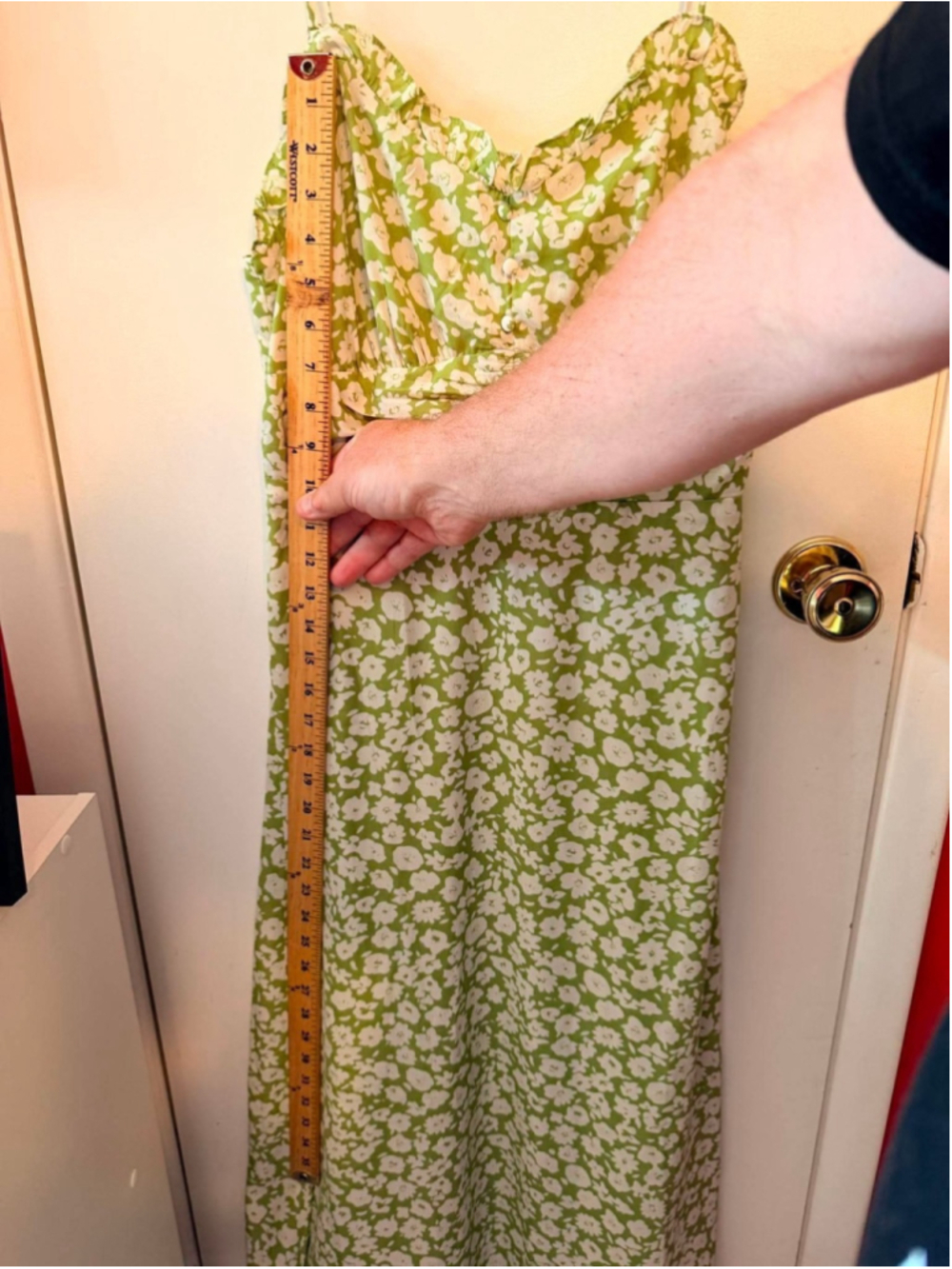 Lulus Green & White Floral Midi Dress Wedding Guest Garden Party Size Small - Picture 5 of 5